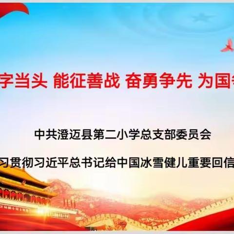 澄迈县第二小学党总支集体学习习近平总书记给中国冰雪健儿重要回信精神