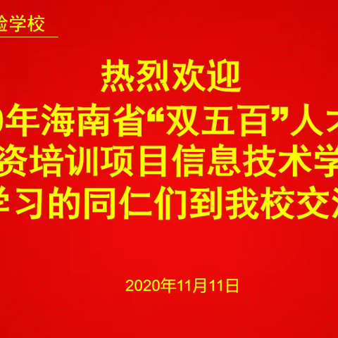 2020年海南省“双五百”人才工程师资培训项目信息技术学科跟岗学习活动纪实