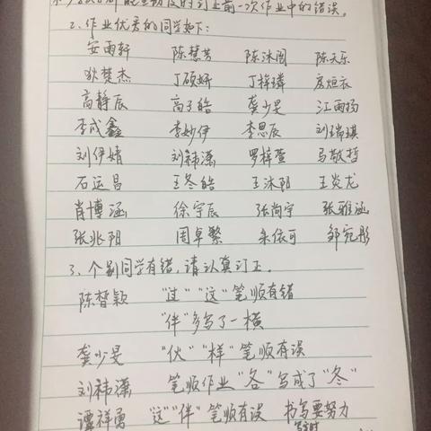 《一个接一个》复习作业情况