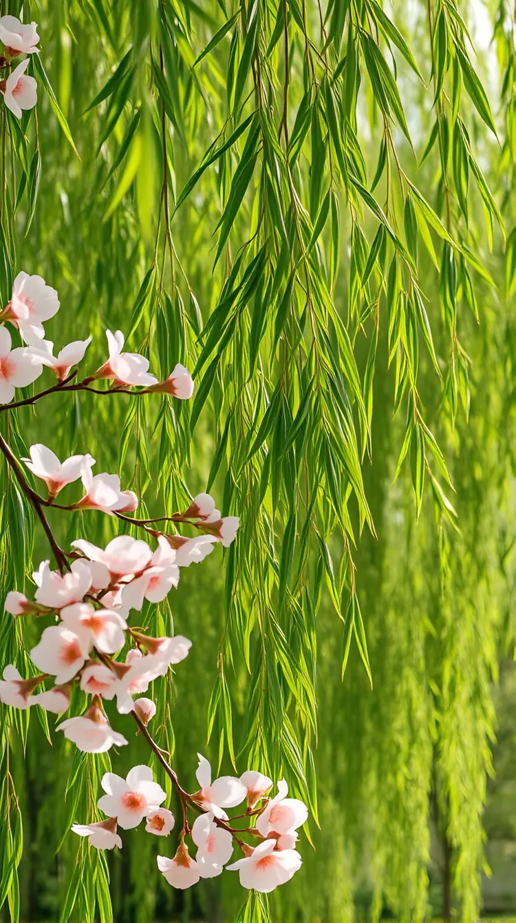 杨柳轻摇翠影斜,春风拂面又归家.桃红柳绿织梦幻,人间花开又一回