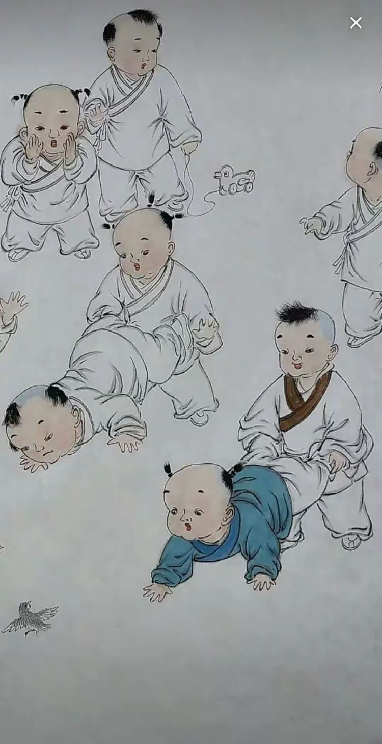 国画丨《童子图》设色步骤