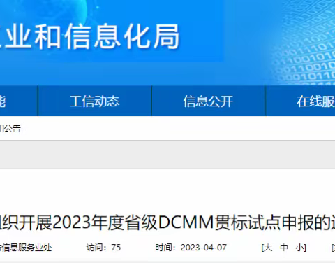 南市：关于组织开展2023年度省级DCMM贯标试点申报的通知