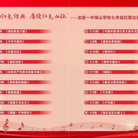 “唱响红色经典，赓续红色基因”——龙岩一中锦山学校2025届七年级红歌比赛