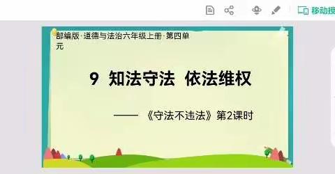 六年级——道德与法治《守法不违法》