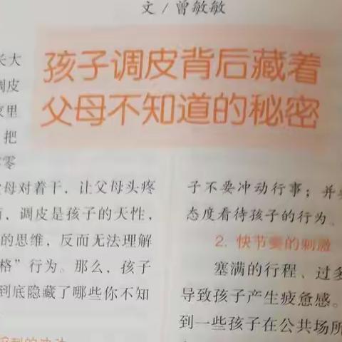 孩子调皮背后藏着父母不知道的秘密——珥陵中心幼儿园中二班线上读书活动