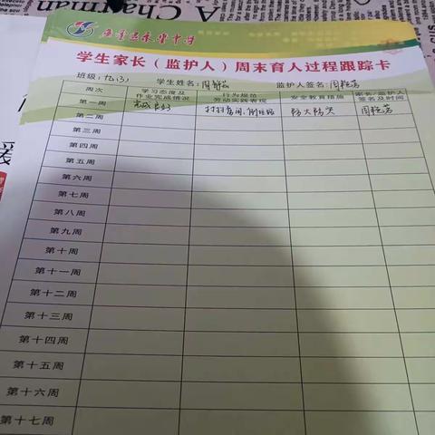 九（3）优秀周末跟踪卡展示