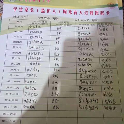 九（3）优秀周末跟踪卡展示