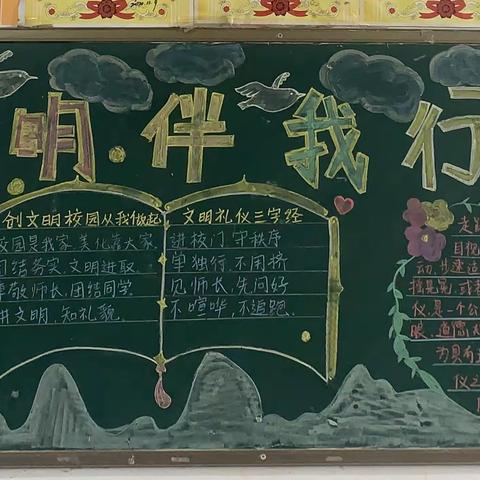 舞钢师范举办以“文明礼仪”为主题的黑板报