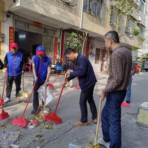 县委政法委开展卫生大扫除，助力城市环境整治行动。