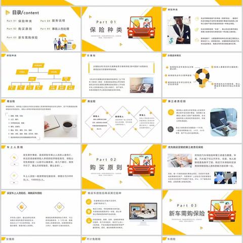 黄色简约汽车保险行业汽车保险知识专题讲课PPT模板