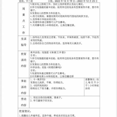 云端暖相见，停课不停爱——中二班线上教学活动