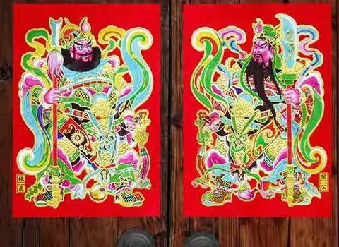 山西临汾年俗贴门神