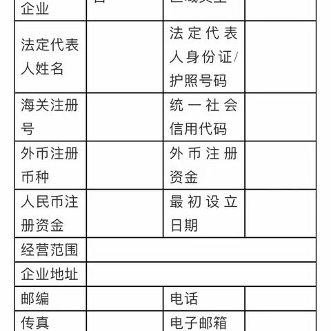 企业名录登记申请书及常用经济类型代码参考