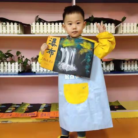 起点美术中班小学员水粉风景画系列之——瀑布
