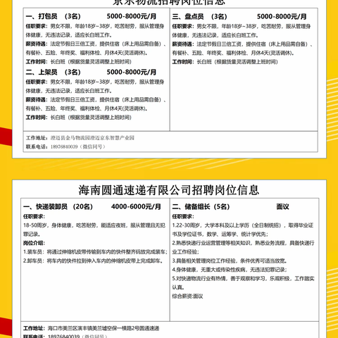 海南就业驿站生态软件园站-2023年4月份第十期招聘岗位信息发布