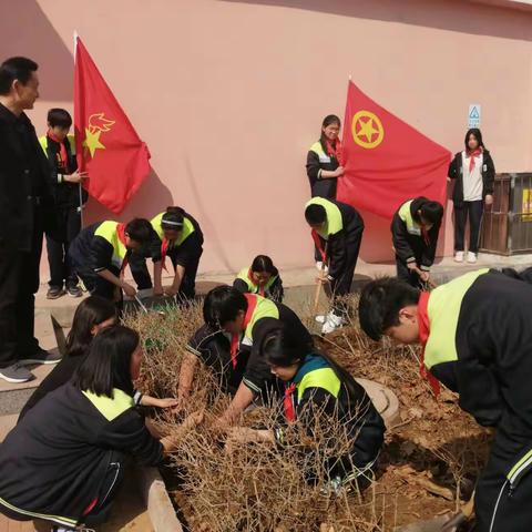 沂城街道第二初级中学举行植树造林绿化美化活动