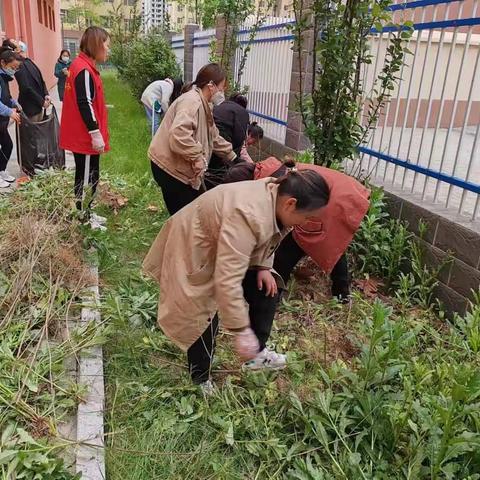 修剪草坪，美化小区环境。