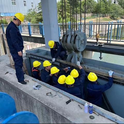 宋庄闸开展水闸五号闸门止水带更换工作