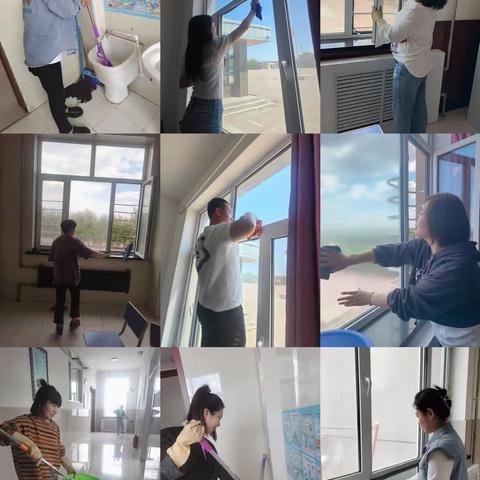 洁净校园擦玻璃，以身作则为表率                  ——肇东市海城中心小学校政教处