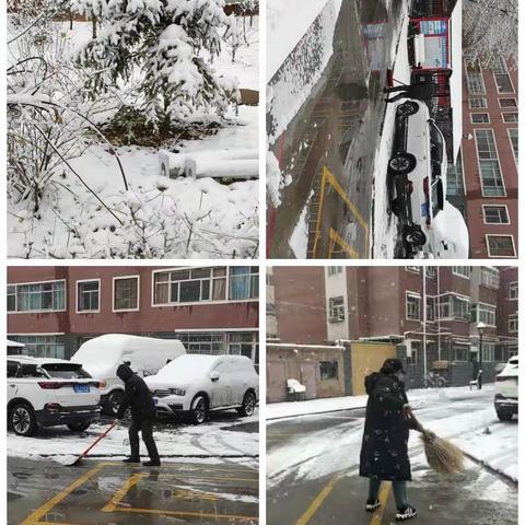 幸福物业经理带动大家清理积雪