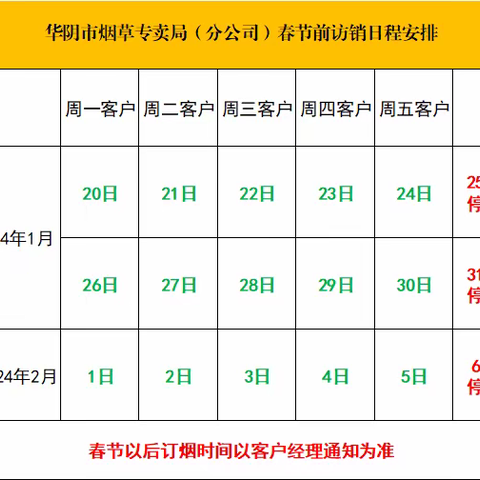 2024年春节期间访销通知