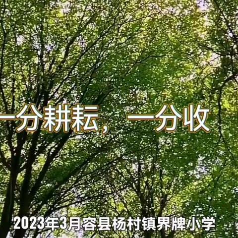 《一犁春耕，翻扬起丰年的希望》———容县杨村镇界牌小学