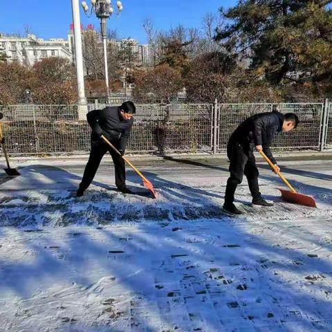 区委组织部机关党员清扫积雪勇当先