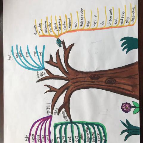 五年级英语上册第1.2单元的思维导图，一起来欣赏我们孩子们的杰作！