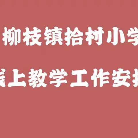 柳枝镇拾村小学线上教学工作安排