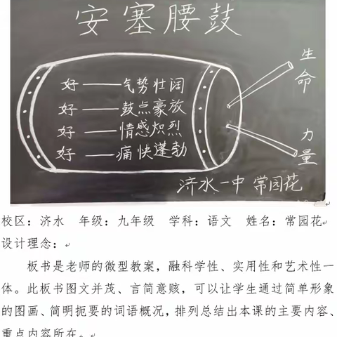 课堂的灵魂，教学设计的点睛之笔——济水一中教师独具特色的板书设计