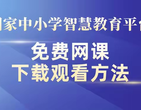 国家中小学智慧教育平台免费资源网课下载观看方法