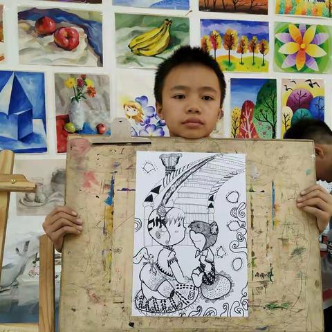 素描提高班线描画《小熊与女孩》