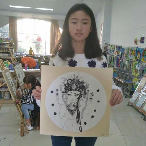 素描专业班线描《京剧人物》。