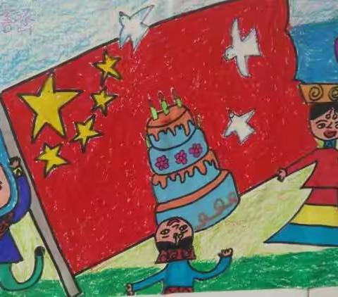 孩子们用第一次制作的手抄报为祖国妈妈献礼！国庆快乐！