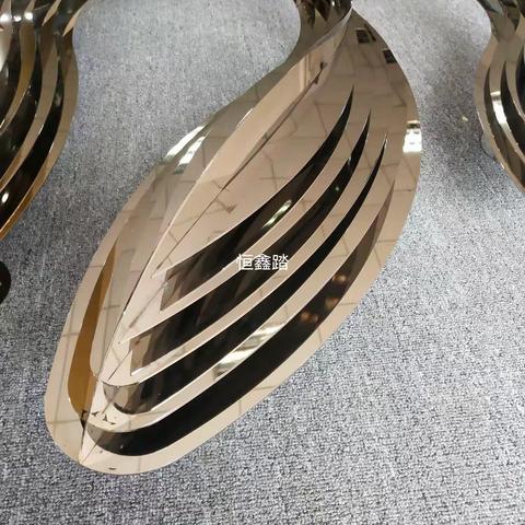 广州售楼部小区水景装饰镜面不锈钢多层鱼雕塑厂家
