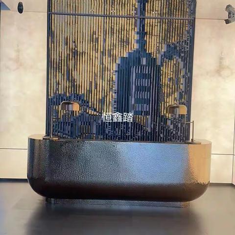上海售楼部大厅装饰玫瑰金手锤纹不锈钢吧台厂家