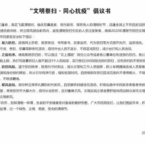 惜往日，豪情铁骨铸河山；看今朝，莘莘学子耀中华！——栗雨小学1609班“文明祭扫，同心抗疫。