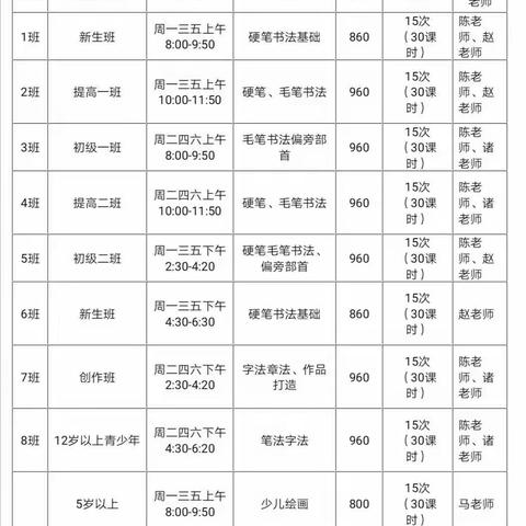 陈永波书法工作室2019年暑期书法招生简章