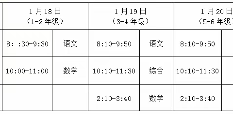 鲁庄营小学2020—2021学年第一学期期末考试的提醒