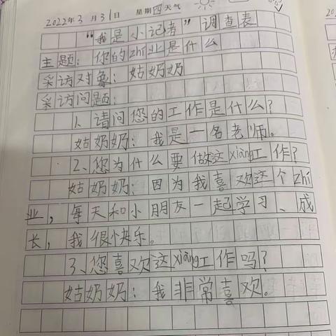 实验二小36班 “我长大了想成为……”之“我是小记者”采访调查录