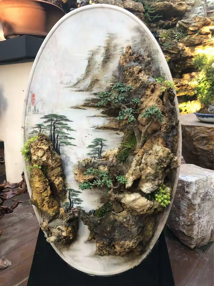 山水壁挂盆景中国非物质文化