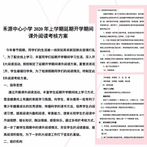 学子归来，展阅读风采——记禾源中心小学延期开学期间课外阅读考核