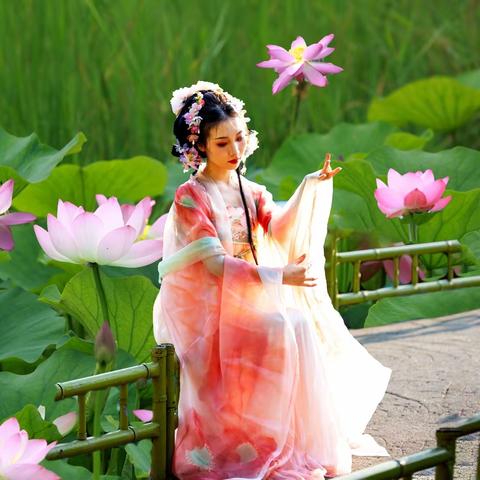 《荷花人像》