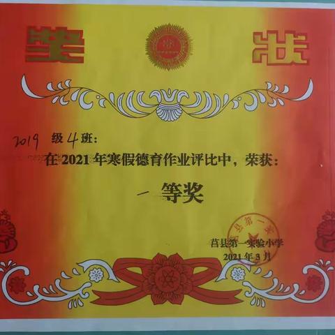2019级4班优秀德育作业展