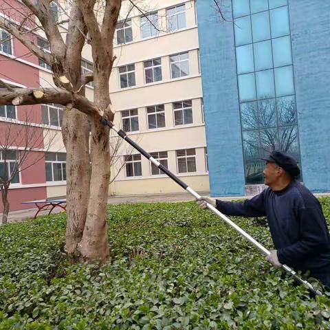 春季“梳妆”好时节,美化校园正当时                             ——羊口中心小学修剪花草树木，扮靓校园