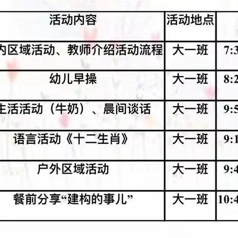 大一班家长开放日邀请函