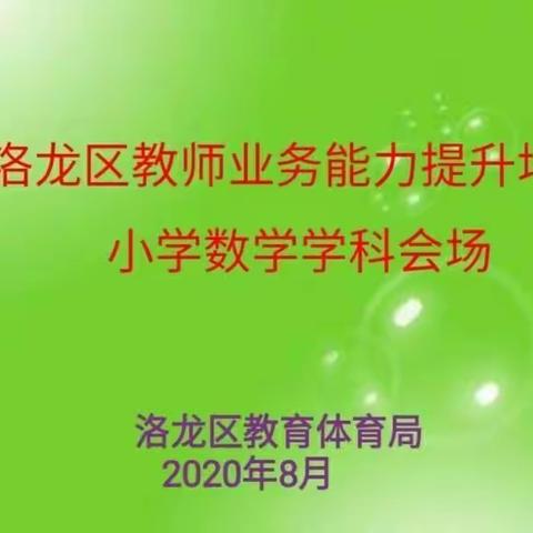 2020年洛龙区小学数学学科教师业务能力提升专题培训（北二分篇）