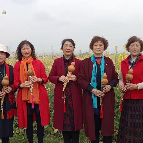 七彩油菜花香飘美丽乡村，葫芦丝姐妹结伴游览崇阳大美铺前