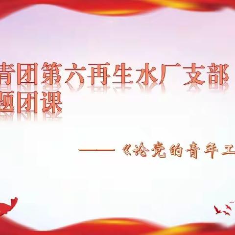 第六再生水厂团支部主题团课——《论党的青年工作》