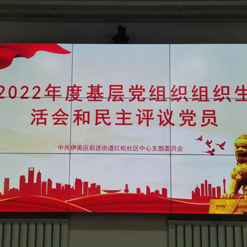 中共伊美区前进街道红松社区中心支部2022年度基层党组织生活会